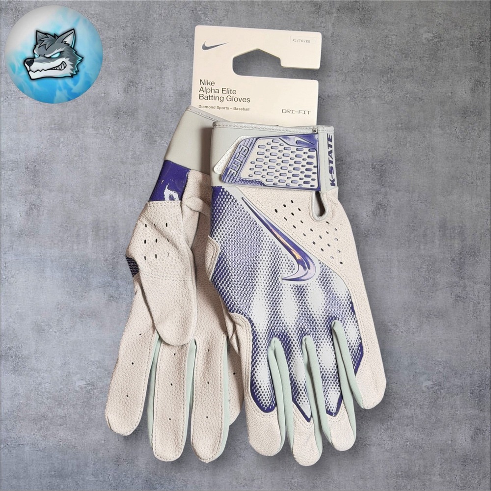 Nike Alpha Elite Batting Gloves Kansas State Wildcats Team Issued PE Men's XL